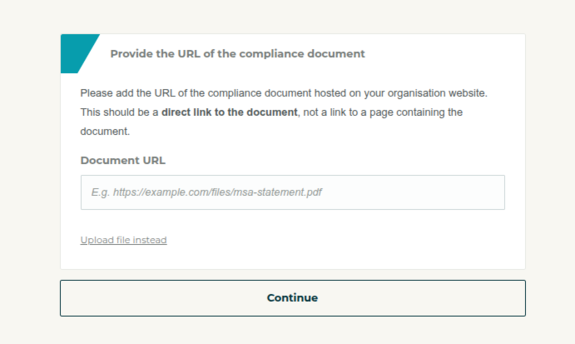 Compliance document submission by URL TISCreport