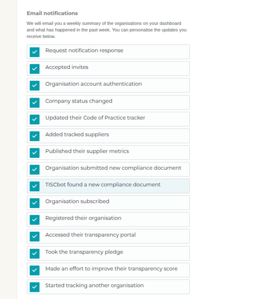 TISCreport email alert options